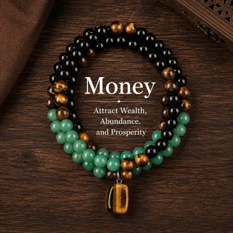 1Pcs Money Attraction Necklace With Green Aventurine & Tiger Eye Pendant Healing Crystal Stone ,Anniversary, Vacation &Theme Parties Jewelry Charms Abundance Crystal bracelet,Long Chain,Sweater chain,Ideal Gift Jewelry for Men and Women