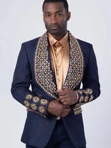 Men's Rhinestone Shawl Collar Blazer
