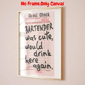 Vintage Bartender Would Be Cute Drink Here, Wall Art Canvas Printing, Wall Decor for Home Living Room Bedroom, Poster