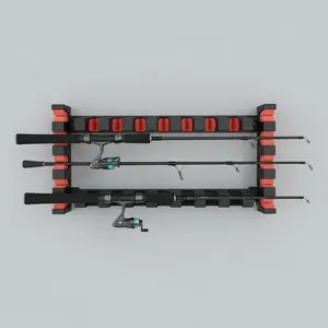 Wall Mounted Fishing Rod Holder, 6 Hole Fishing Rod Rack, Fishing Pole Rack, Fishing Rod Display Rack, Fishing Accessories for Home and Office, Organiser