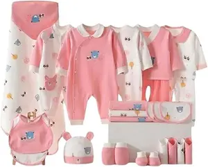 26-Piece Newborn Baby Gift Set (0-3M) | 100% Premium Cotton Essentials Bundle w/ 5 Outfits, Rompers, Bibs & Blanket | Best Baby Shower Gift