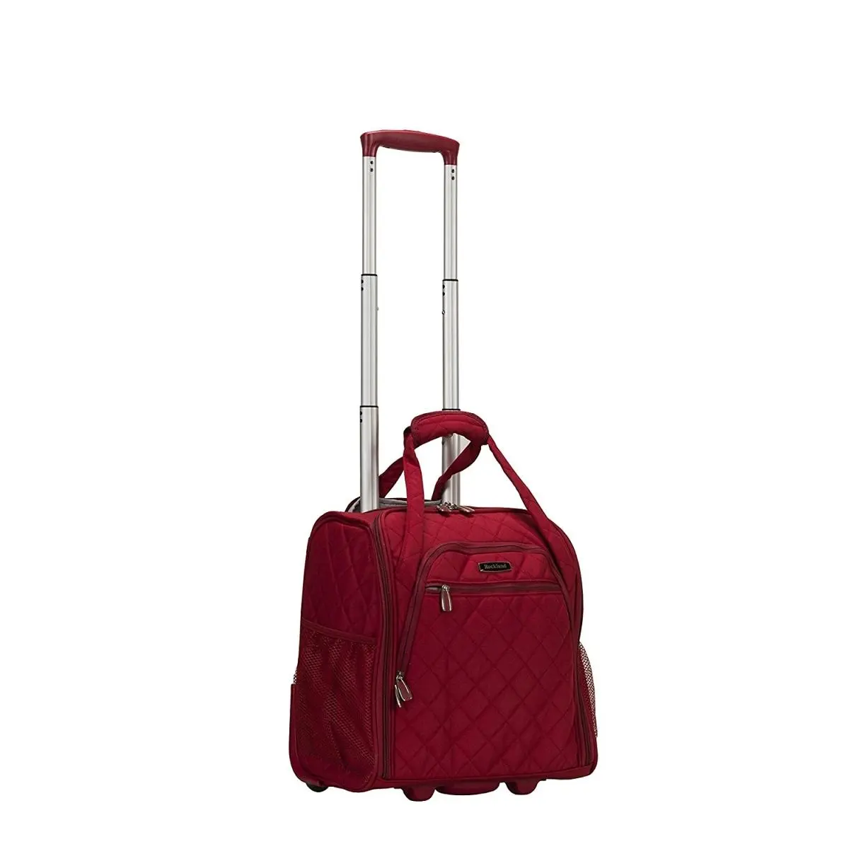 212 MAIN Rockland Melrose Quilted Wheeled Underseat Carry-On Luggage - Red, Retractable Handle, Slip Pockets, Underseat Bag, Airport-Friendly Carry-On Luggage, Lightweight Travel Luggage