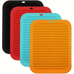 4 Piece Silicone Insulation Mats Set, Heat Resistant Pads for Hot Dishes and Hot Pot, Tabletop, Desk, Pot Pad, Spoon Holder, Small Dryer Mat, Kitchen Coasters, Kitchenware