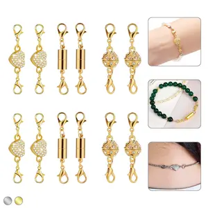 12 Pack Magnetic Necklace Clasps and Closures Necklace Jewelry Extender with Strong Magnet Magnetic Gold and Silver Plating Gift Stainless Steel Charm