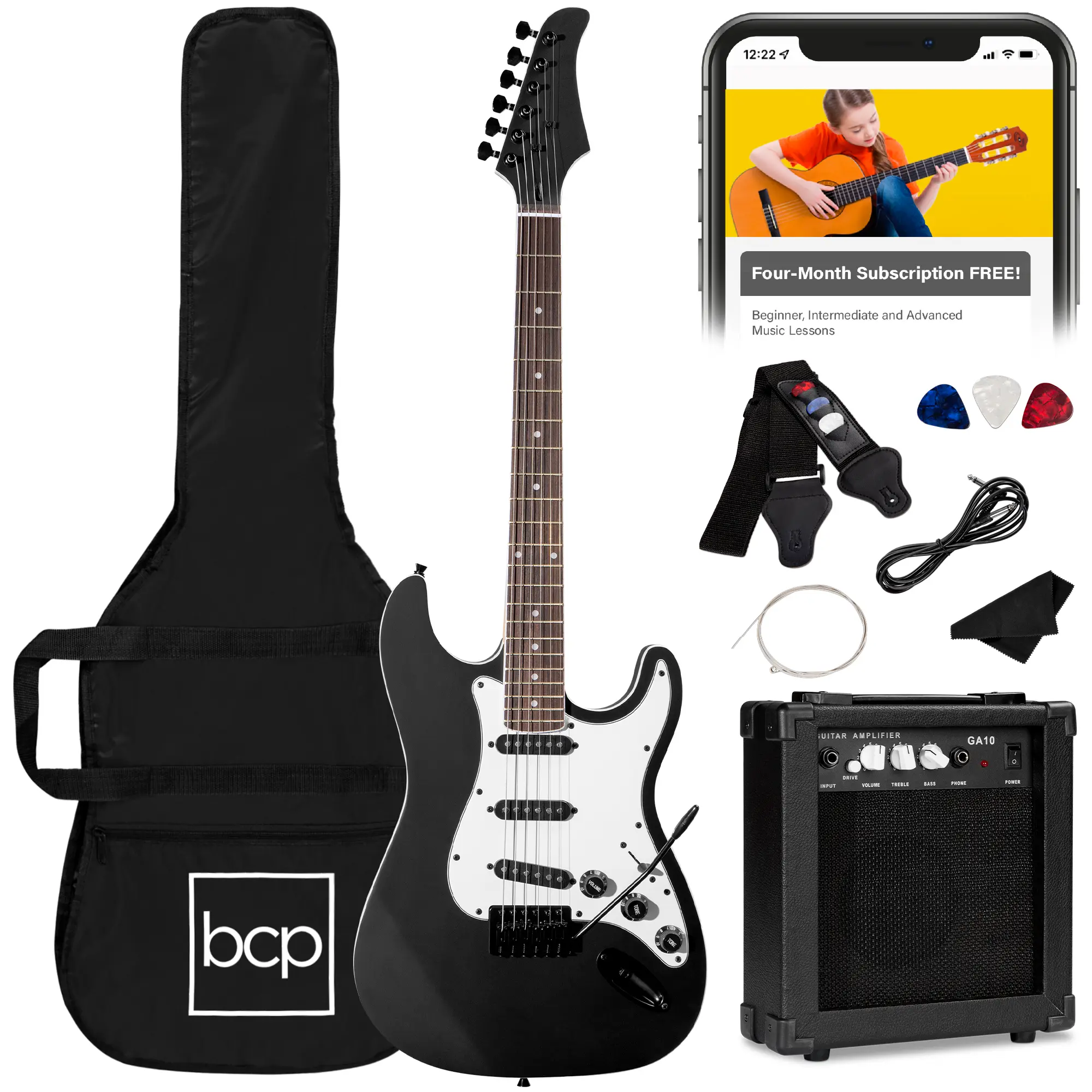 Best Choice Products 39in Full Size Beginner Electric Guitar Kit with Case, Strap, Amp, Whammy Bar Best Choice Products 39in Full Size Beginner Electric Guitar Kit with Case, Strap, Amp, Whammy Bar
