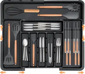 Silverware Organizer Expandable Kitchen Utensil Drawer Organizer with Compartment Large Cutlery, Tray for Fork Knife Plastic Transparent Boxes best