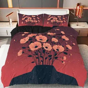 3PCS Duvet Cover Set, 1 Duvet+2 Pillowcases(Without filler), Floral Vintage Artistic Abstract Innovative Nature theme, Thanksgiving bedding set, Luxury Home Decor Bedroom Living Room Guest Room Hotel.
