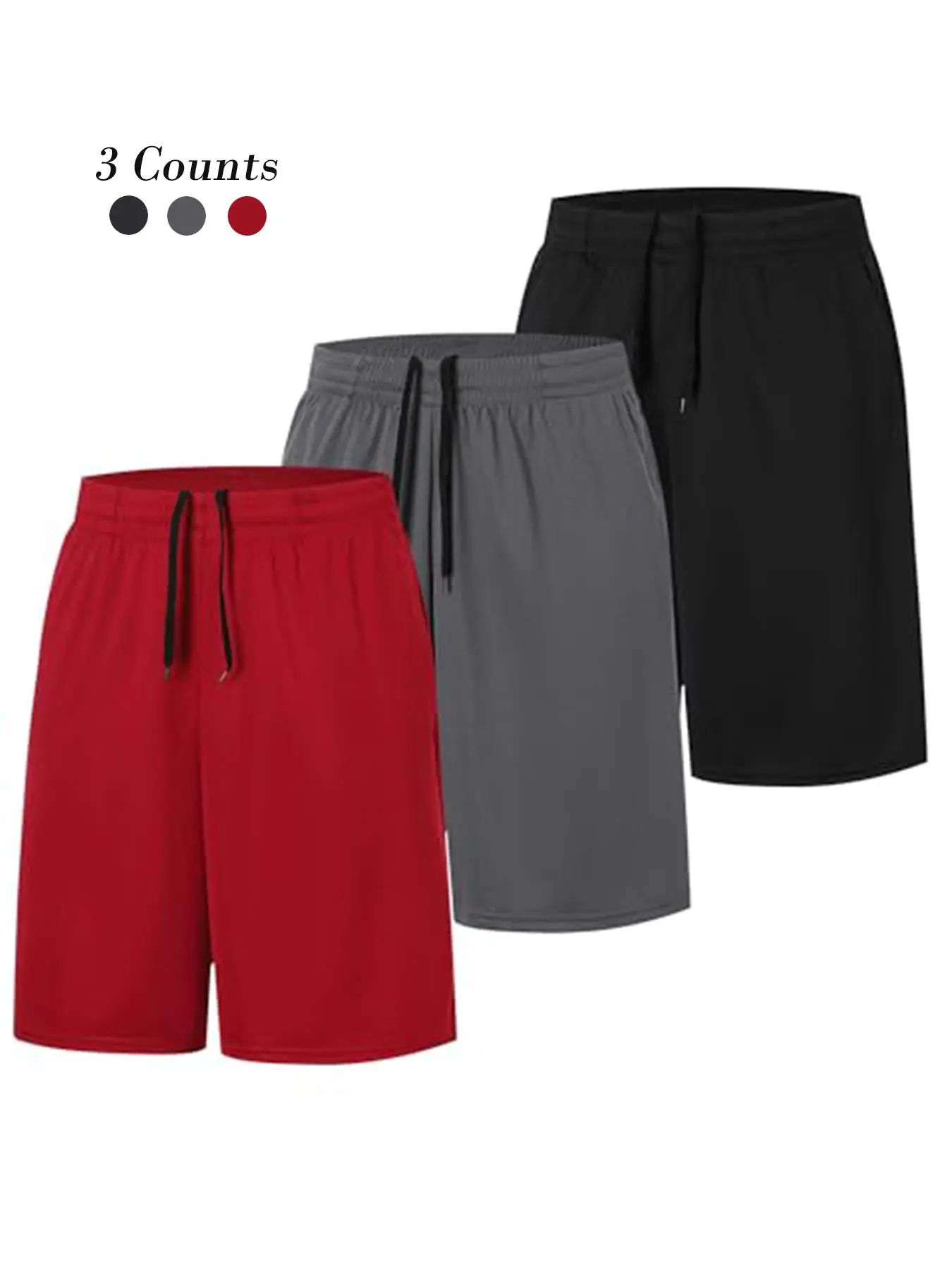 3/5 Pack Men's Breathable Running Shorts, Drawstring Track Shorts, Plain Drawstring Shorts, Outdoor Workout Shorts, Athletic Fitness Shorts, Ideal for Outdoor, Gym, Training, Running, Sporty Fitted Design, All Seasons Wear, Shorts Sportswear