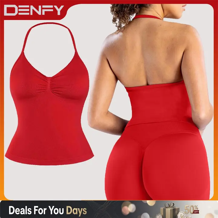 [SIZE UP 1] DENFY Impact Longline Strappy Top Fitness Gymwear Women Impact Longline Halter Tops Sportswear Workout Longline Tank Top Compression Gym