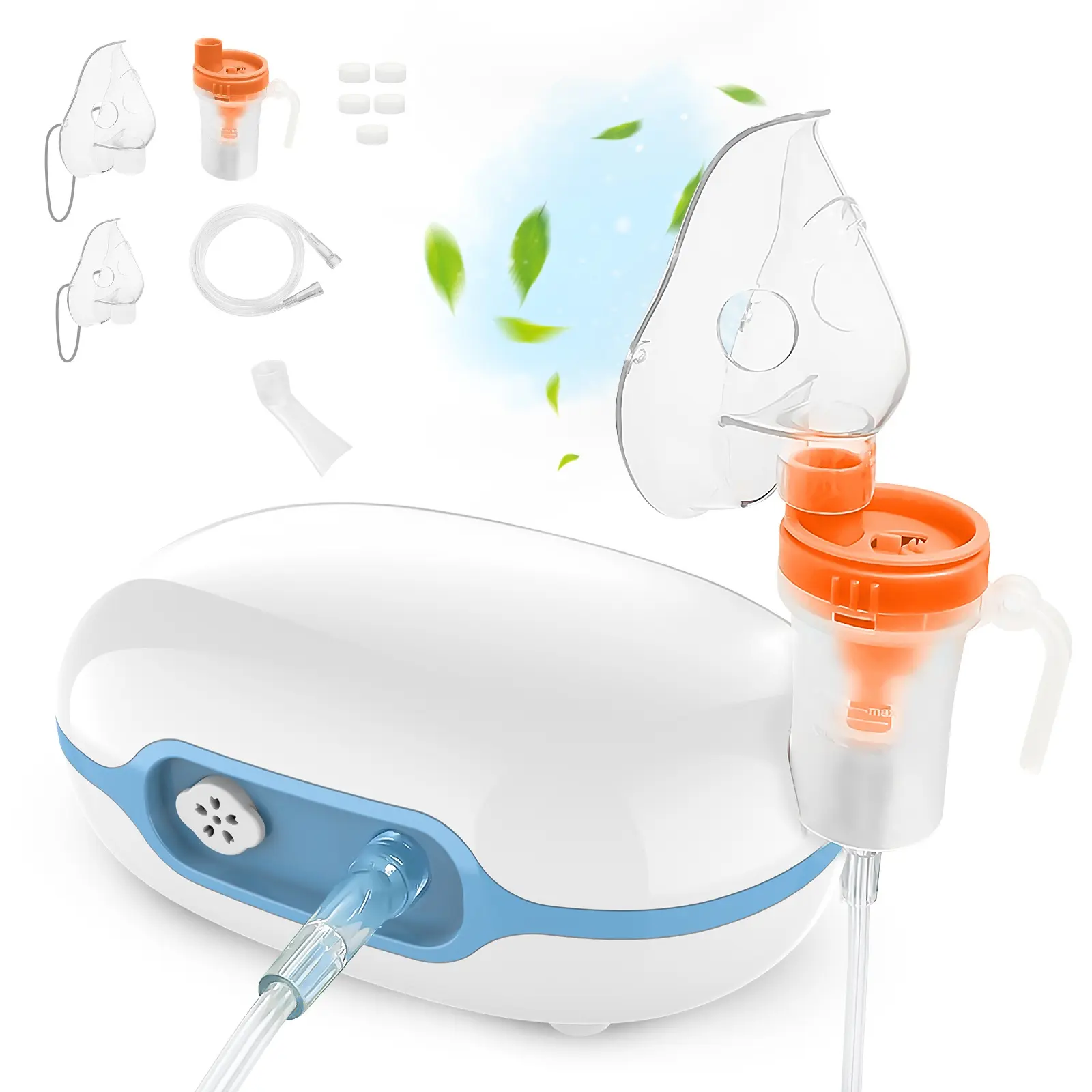Compressor Nebulizer Machine Adjustable Mist Low Noise ≤50dB Fine Particle Atomizer for Home Use Adults Kids Portable Breathing Care Device with Mask Kit