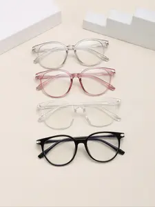 Unisex High-Quality Casual Round Frame Glasses, Anti-Blue Light PC Lenses, Boho Style, Perfect for Work & Daily Wear