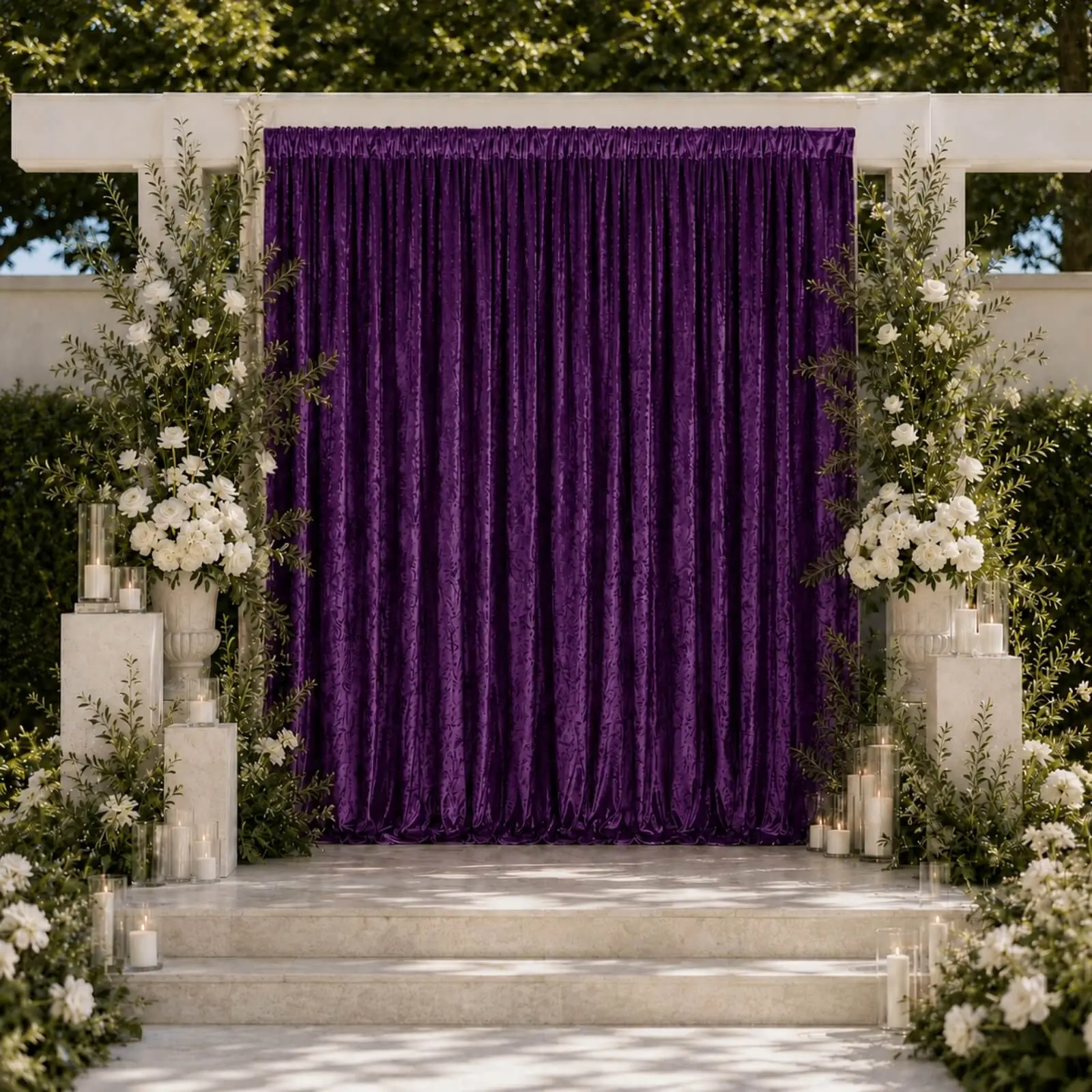 Purple Premium Crushed Velvet Backdrop Curtain 10ft x 10ft – Photo Booth Backdrop & Event Drape Panel with Rod Pocket, 70% Blackout