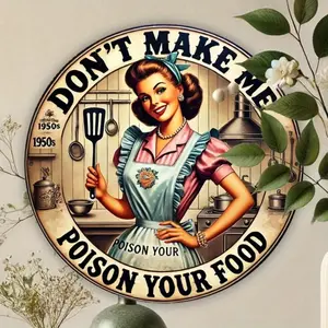 Vintage Kitchen Wall Art, Don't Make Me Poison Your Food Sign, Durable Wood Sign, Wall Decor for Home, Restaurant, Kitchen Decor, Rustic Farmhouse Design, Home Business Decor