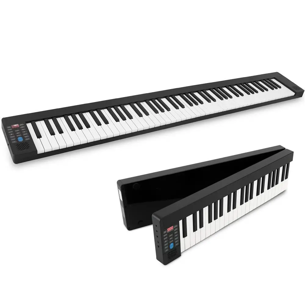 88-Key Portable Folding Bluetooth Digital Piano - ABS Plastic Unisex Arranger Keyboard with 128 Tones, 1100mAh Rechargeable Battery, Stereo Speakers, Ideal for Musical Enthusiasts for Music Fun