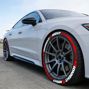MIDNIGHT Knight Car Tire Decoration Stickers, PVC Waterproof Stickers, Letter Car Universal Decal, Car Decals for Four Tires, Decal for Cars (Glue Not Included)
