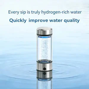 Hydrogen Water Bottle Generator, Portable Rechargeable Aquahealth Hydrogen Water, Hydrogen Water Electrolyzer, Using SPE/PEM Technology, Suitable for Home, Office, Travel, Fitness Drinking (Silver)