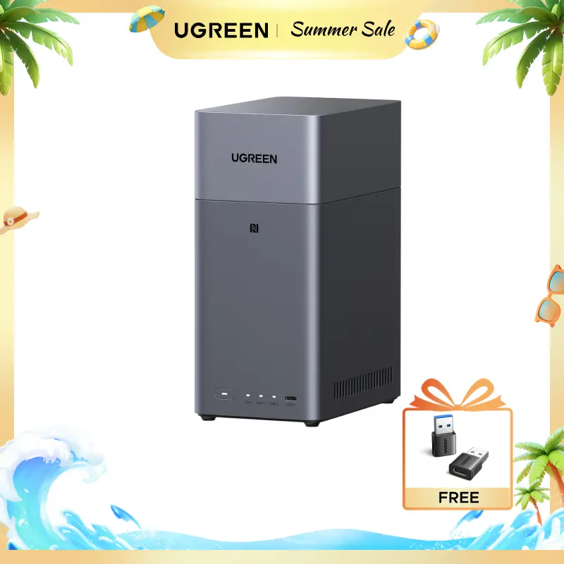 UGREEN NAS DH2300 2-Bay Desktop NASync, Support Capacity 64TB (Diskless), Remote Access, AI Photo Album, Beginner Friendly System, 4GB RAM on Board,1GbE, 4K HDMI, Network Attached Storage(Diskless),Summer Sale