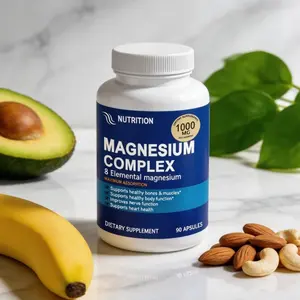 Magnesium Complex Supplement 8 Elemental Magnesium 1000mg - Magnesium Glycinate, Citrate, Malate, Taurate, Chelated for Easy Absorption for Bones, Muscle, Recovery, Energy, Vegan Non-GMO 90 Capsules