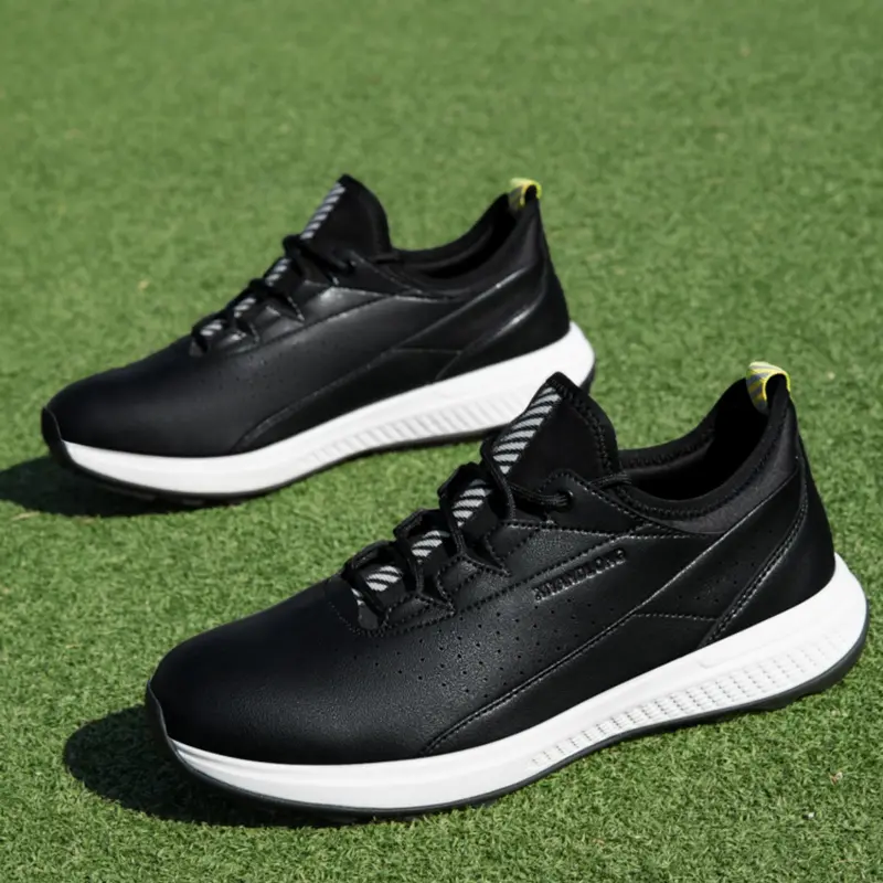 Men's Sporty Anti-Slip Breathable Golf Shoes, Sports Shoes, Athletic Shoes, Artificial Leather Upper, Rubber Sole, Comfortable Outdoor Training Sneakers