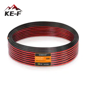 KE-F 100FT 18 Gauge PVC Copper Clad Aluminum Electrical Wire 2 Wire Cable Flexible 12V Low Voltage Automotive Wire for Doorbell Wire Led Lamp Landscape Lighting Wire
