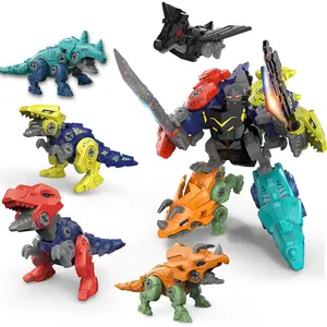 Dinosaur Transform Robot 5 in 1 Take Apart Toys Set for boy Kid Age 3 4 5 6 7 8 Years Old Construction Building DIY with Drill Tool Kit Best Gift for Birthday Christmas Easter Model Kit