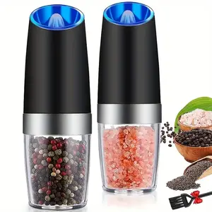Electric Salt And Pepper Grinder - Salt & Pepper Mill Sets With LED Light, One Hand Automatic Operation, Adjustable Coarseness, Spice Shakers, Kitchen Gadgets, gravity electric pepper molinillo  eléctrico