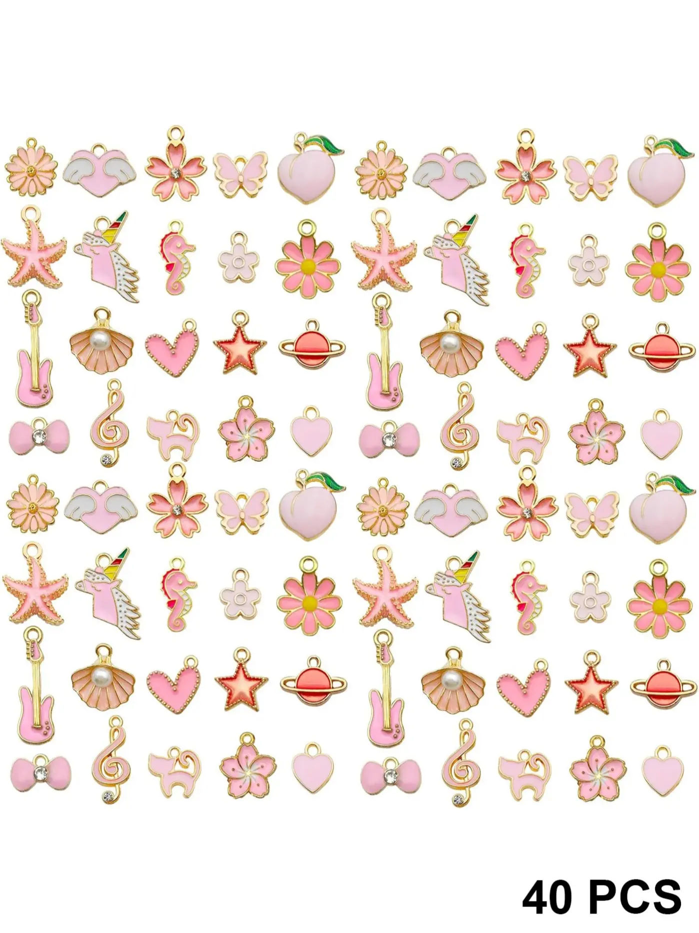 40 Piece Enamel Bracelet Pendant Set, DIY Necklace Jewelry Making Kit, Jewelry Making Supplies, Handmade Accessories for Earrings Keychains, Diy Beading Accessories, Diy Jewelry Decoration