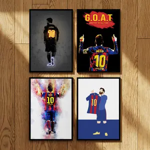 Soccer Superstar Lionel Messi Poster, Soccer Art Decor, Motivational Wall Art Posters for Living Room Gym Football Fans Gift