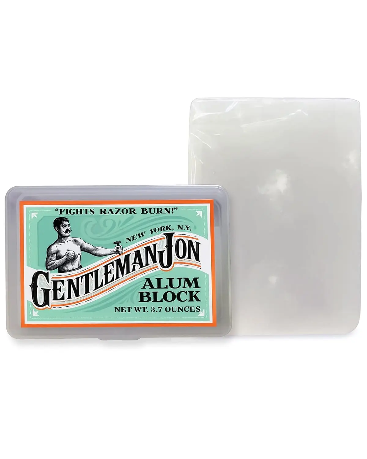 Gentleman Jon Alum Block - 3.7oz Aftershave Solution for Razor Burn Relief | Alum Block in Travel Friendly Plastic Case, Aftershave for Men, 100% Potassium Alum Stone for Shaving, Helps Fight Razor Burn