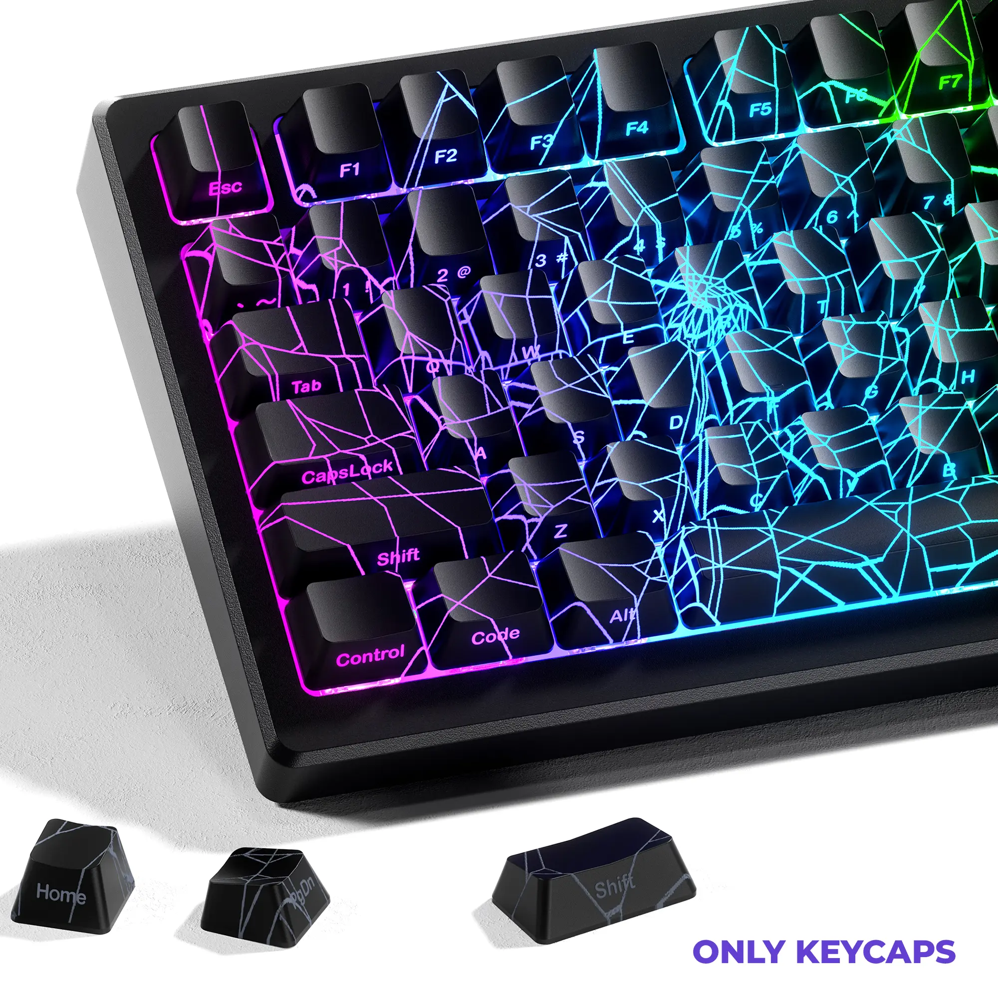 XVX SPIDER WEB Version Pattern Backlit OEM Profile IMD-Tech RGB Keycap Set for MX Switches ANSI Layout（only keycap, not include a keyboard）