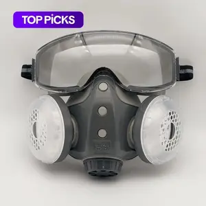 Dust-proof Integrated Respirator Mask, Reusable Half Mask with Goggles, Anti-dust Mask, Protective Mask for Spray Painting & Woodworking Projects