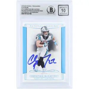 Christian McCaffrey Carolina Panthers Autographed 2018 Panini National Treasures Platinum #14 #1/1 Beckett Fanatics Witnessed Authenticated 10 Card - Fanatics Authentic Certified