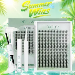 YOULUCK Demon Wink DIY Lash Extension Kit Clusters Individual Lashes Wispy Volume Set Beginner Friendly Lash Bond & Seal Tweezer for Home Makeup
