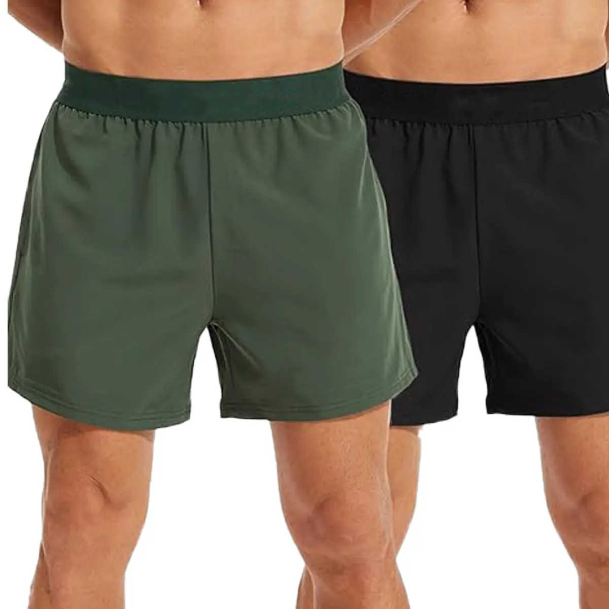 Men's 2-Pack 5 in Spandex Athletic Shorts - Lightweight, Quick-Dry Solid Fabric, Comfy with Phone Pockets for Gym, Running, Training, XL, 5 Inch