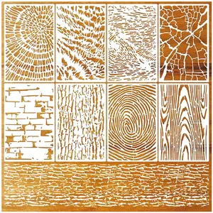 8pcs Irregular Geometric Texture Painting Templates, Washable Reusable, DIY Crafts for Wood Fabric Paper Walls Canvas Floor, DIY Painting Tool