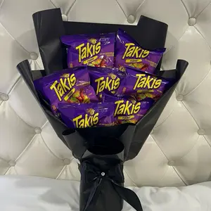 Takis Bouquet Spicy Snack Arrangement for Him/Her with Black Luxury Gift Wrap Perfect Gift for Any Occasion