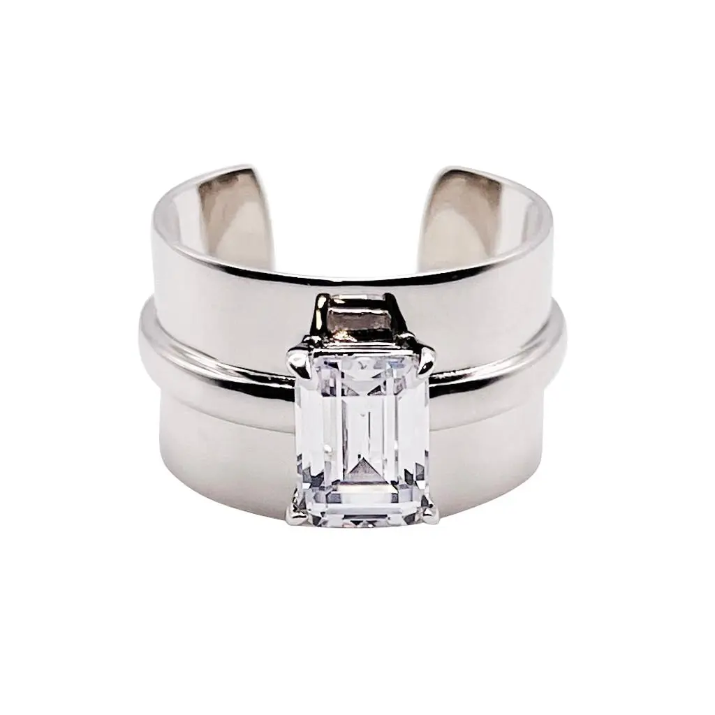 Adjustable Emerald Cut Cigar Band Ring Adjustable Emerald Cut Cigar Band Ring