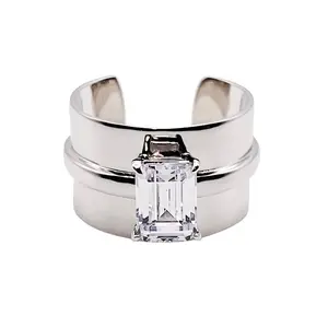 Adjustable Emerald Cut Cigar Band Ring