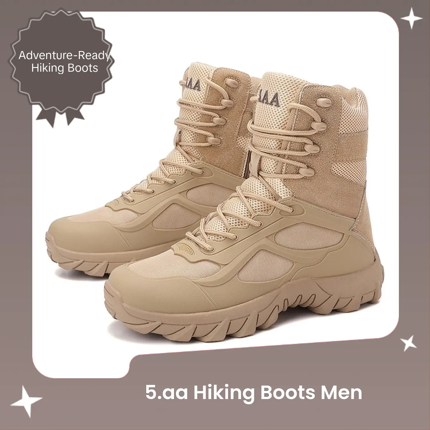 5.AA Men's High-Top Tactical Military Boots with Side Zipper, Lightweight Water Resistant Synthetic Fabric, Slip-Resistant Rubber Sole for All-Terrain Hiking & Work, Male, Rock Climbing, High-Top Boot, Tactical Stuff, Side Zip Fasten, Sizes 39–45, Textile