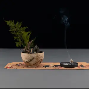 MossZen Cloud Ridge Desktop Decor Set—Congo Yellow Quartz, Dehua Porcelain Incense Burner, Tang Dynasty Tea Coaster, and Natural Aromatherapy Diffuser—Meditation Edition. Ideal for Offices, Bedrooms, and Studies. Gift Fragrance Nature Scented