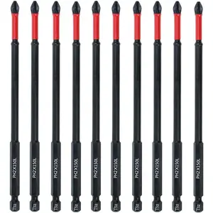 10 Pack Phillips PH2  Anti Slip  Bit Set 6 inch Length TS2 Anti-Slip Long Drill Bits Impact Driver Bits