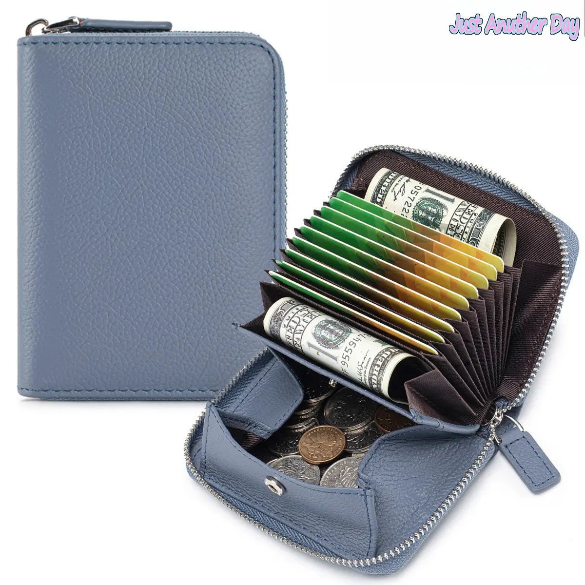 Women's Leather Organ Card Bag Fashion Large Capacity Women's Zipper Change Bag Multi-Card Card Bag