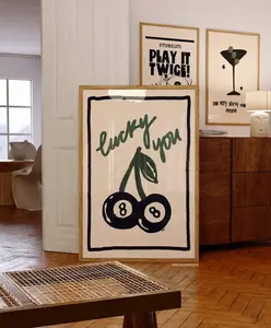 Retro Wall Art Prints And Posters Lucky You, Aesthetic Wall Decor Apartment Bar Cart Black And White Prints | Framless Poster