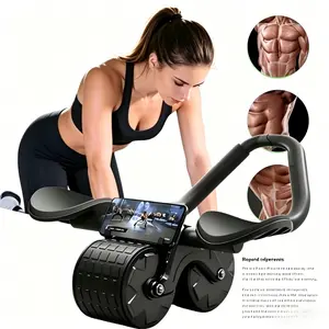 3-in-1 Automatic Rebound Abdominal Wheel with Elbow Support Pad, Non-Slip Handle, for Home Core Strength Training, Ideal for Beginners (Sports & Outdoor Fitness Ab Training Equipment)