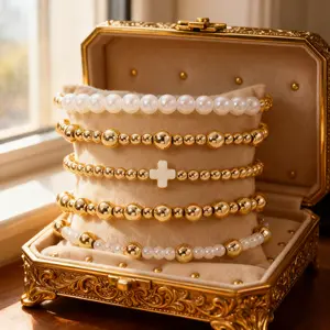 Boho Faux Pearl Cross Bracelet Set! Trendy All-match Beaded Jewelry for Women & Men