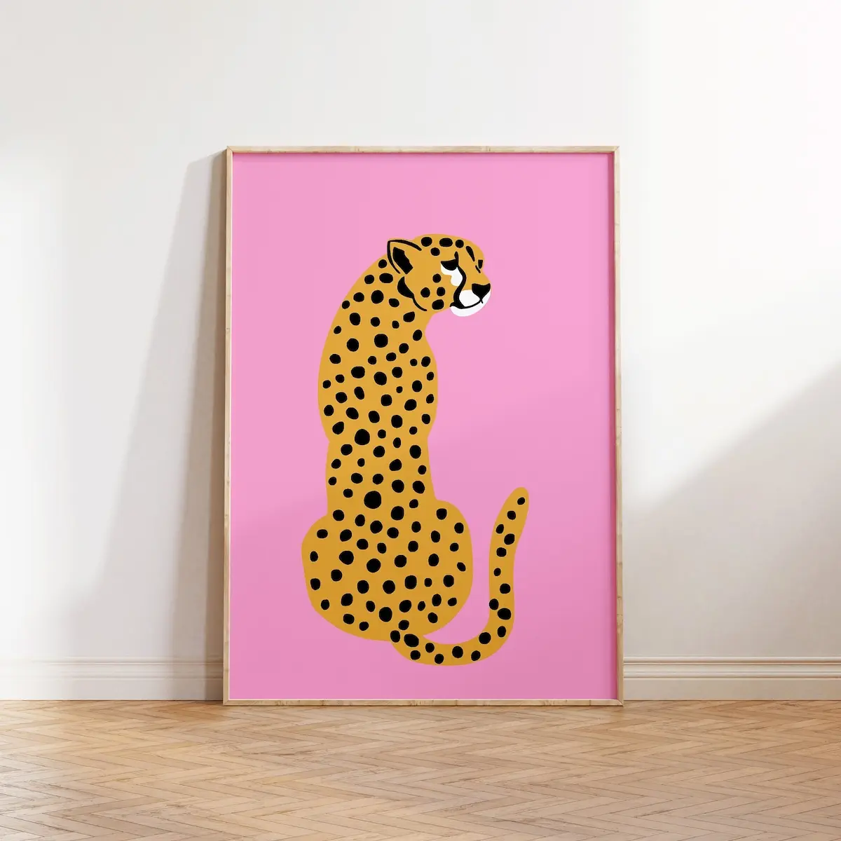 Pink Leopard Art Print, Boho Poster, Cheetah Print, Minimal Cheetah Art, Animal Artwork, Jungle Poster, Blush Pink Wall Art, Boho Home Decor, Room Decor