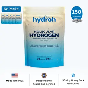 Hydroh Molecular Hydrogen Tablets – Unflavored Supplement| 5-Pack Bundle | Antioxidant Support & Deep Hydration | 150 Effervescent Tablets