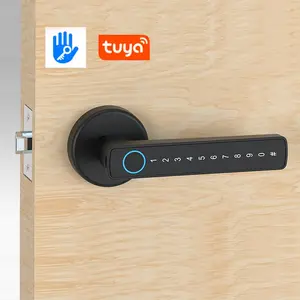 Fingerprint Door Lock, Biometric Door Lock, Smart Door Handle with Password Keyboard, Keyless Entry Door Lock for Home Bedroom Hotel Office Apartment