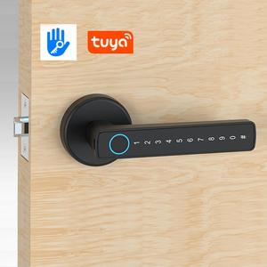 fingerprint door lock, smart door handle with password keyboard, keyless entry door lock for home bedroom hotel office apartment, electronic code lock