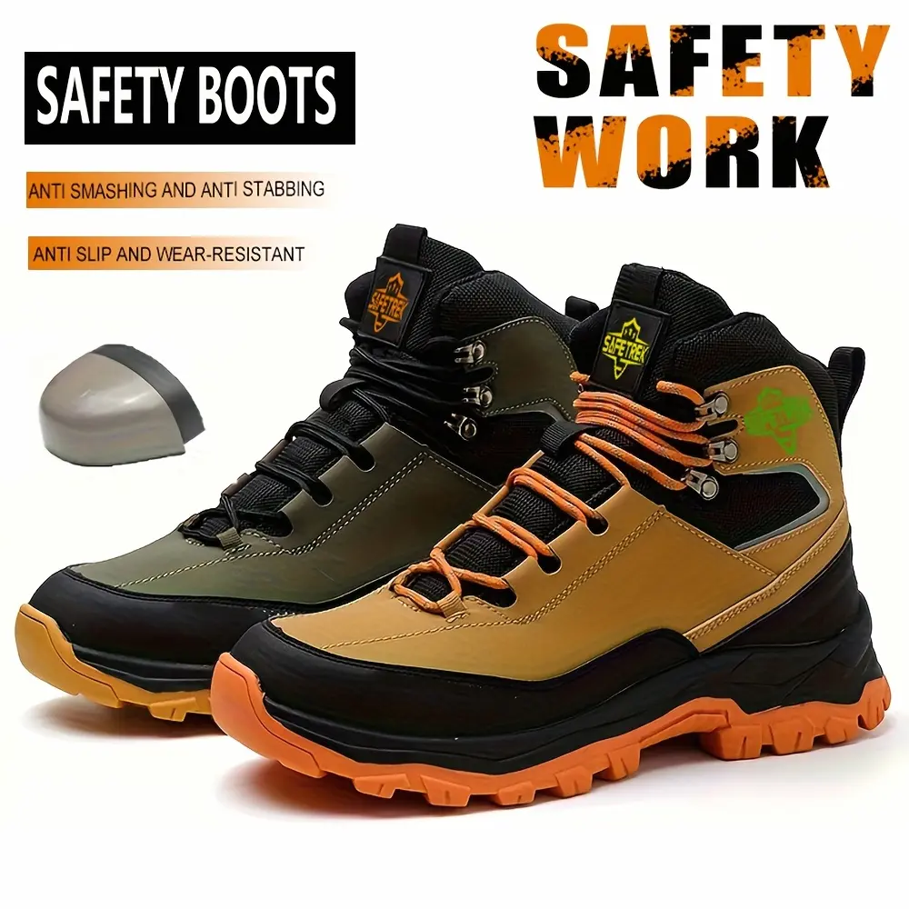 Steel Toes Work Shoes for Men Premium Microfiber Water Resistant Slip Resistant Industrial Safety Steel Toe Work Boots